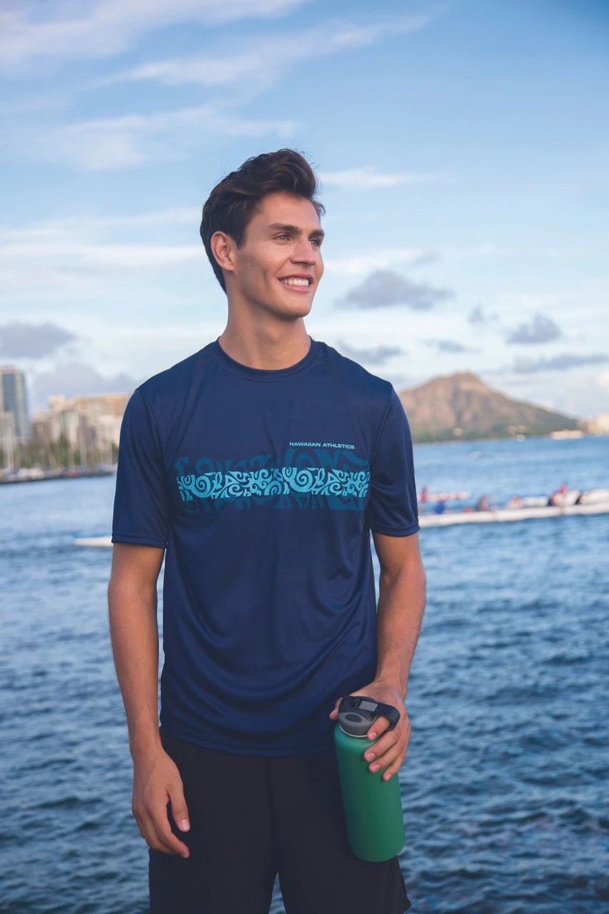 Hawaiian Athletics® Sports Tee - Islands Pocket: Charcoal Heather 2 Hawaiian Athletics® Sports Tee - Islands Pocket: Charcoal Heather - Image 2