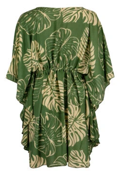 Napua Collection Cover Ups: Monstera Leaf - Olive/Tan -Clothing Sales Store 19900 MO 1 1 Napua CoverUps MonsteraLeafOliveTan Model Back 63857.1707852922