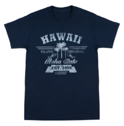 Crew Neck Tee - Aloha State: Navy