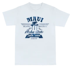 Crew Neck Tee - MAUI Aloha State: White