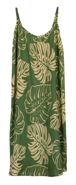 Napua Collection Sundress: Monstera Leaf - Olive W/ Tan -Clothing Sales Store 44761 MO 1 1 Napua Sundress MonsteraLeafOliveTan Flat Front 82812.1707853633