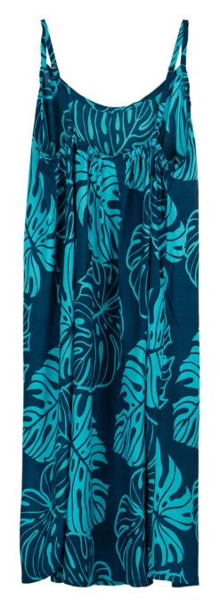 Napua Collection Sundress: Monstera Leaf - Navy W/ Blue -Clothing Sales Store 44761 MO Napua Sundress MonsteraLeafNavyBlue Flat Back 31868.1707853558