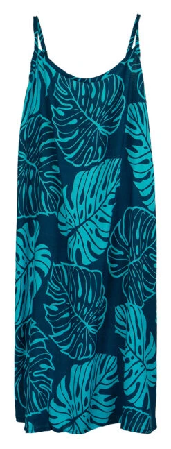 Napua Collection Sundress: Monstera Leaf - Navy W/ Blue -Clothing Sales Store 44761 MO Napua Sundress MonsteraLeafNavyBlue Flat Front 14671.1707853558