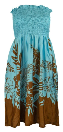 Ladies Elastic Tube Dress - Borders: Blue