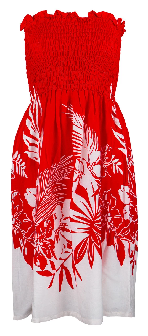 Ladies Elastic Tube Dress - Borders: Red