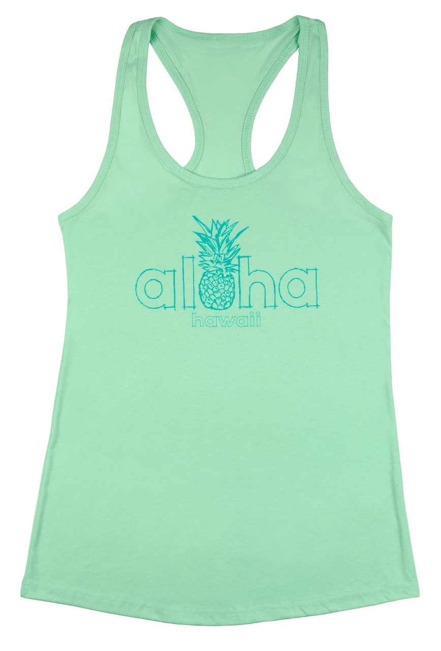 Island Girl® Racerback Tee - Aloha Pine: Mint 1 Island Girl® Racerback Tee - Aloha Pine: Mint
