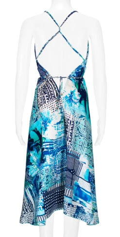 Robin Ruth® Maxi Dress: Blue Palm -Clothing Sales Store 68484 RRMaxiDress Halter BluePalm Model Back 63293.1689792095