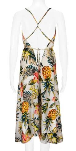 Robin Ruth® Maxi Dress: Pineapple Floral -Clothing Sales Store 68484 RRMaxiDress Halter PineappleFloral Model Back 12731.1709174393