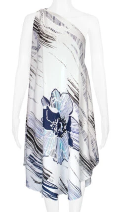 Robin Ruth® Maxi Dress: Hibiscus Canvas -Clothing Sales Store 68484 RRMaxiDress Shoulder HibiscusCanvas Model Front 89596.1689792824