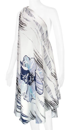 Robin Ruth® Maxi Dress: Hibiscus Canvas -Clothing Sales Store 68484 RRMaxiDress Shoulder HibiscusCanvas Model LeftView 31329.1689792824