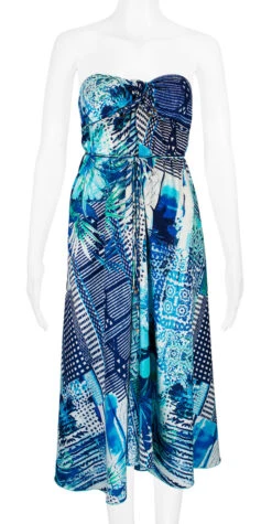 Robin Ruth® Maxi Dress: Blue Palm -Clothing Sales Store 68484 RRMaxiDress Tube BluePalm Model Front 33134.1689792095