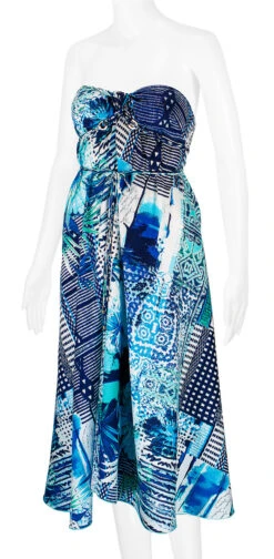 Robin Ruth® Maxi Dress: Blue Palm -Clothing Sales Store 68484 RRMaxiDress Tube BluePalm Model LeftView 64688.1689792095
