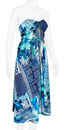 Robin Ruth® Maxi Dress: Blue Palm -Clothing Sales Store 68484 RRMaxiDress Tube BluePalm Model RightView 53974.1689792096