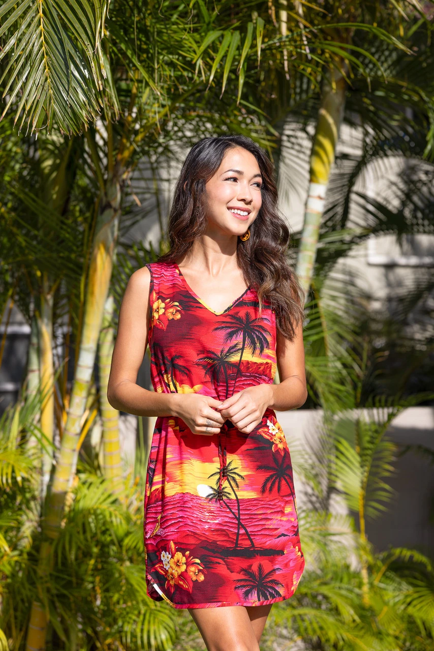 Aloha DRESS - Red Scenic