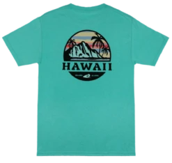 Hawaiian Performance Surfwear® - Tropical Sunset: Mint -Clothing Sales Store 77942 AdultTeeHPSTropicalSunset MintGreen Back 34709 82193.1700004681