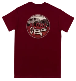Crew Neck Tee - Hawaii Skyline: Red