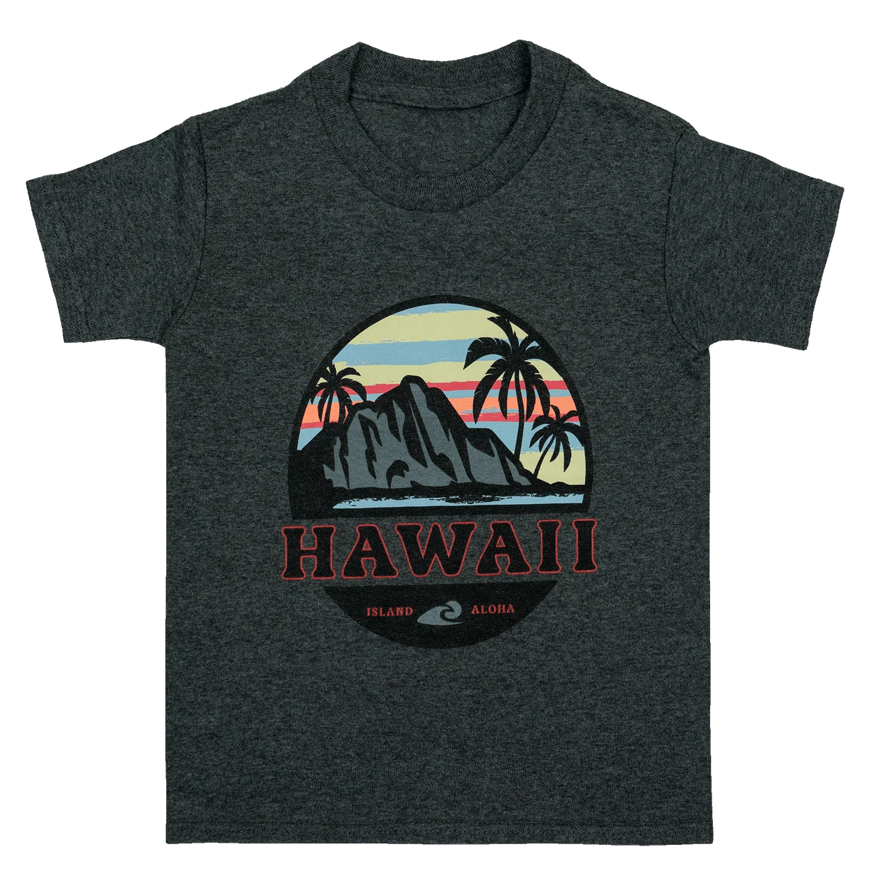 Hawaiian Performance Surfwear® Child's Tee - Tropical Sunset: Charcoal Heather 1 Hawaiian Performance Surfwear® Child's Tee - Tropical Sunset: Charcoal Heather