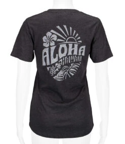 Island Girl® Surf Tee - Sunny Aloha: Charcoal Heather