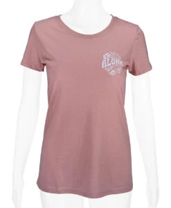Island Girl® Surf Tee - Sunny Aloha: Dusty Rose -Clothing Sales Store 80836 IG SunnyAloha Model Front Rose 29799.1704857008