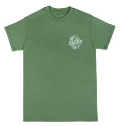 Crew Neck Tee - Sunny Aloha: Military Green
