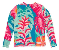 Hawaii Loa Rashguard Longsleeve - Floral: Pink Turquoise -Clothing Sales Store 92356 PT HawaiiLoaRashguard LS Floral PinkTurquoise Back 79841.1707531794