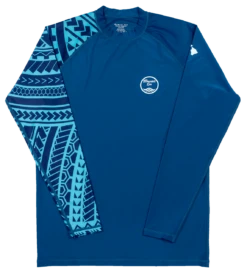 Hawaii Loa Rashguard Longsleeve - UPF 50: Blue Tribal Sleeve