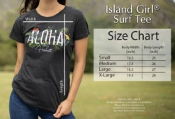 Island Girl® Surf Tee - Sunny Aloha: Dusty Rose -Clothing Sales Store BabyTee Size Chart 22318.1704857008