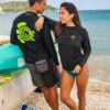 Hawaii Loa Rashguard Longsleeve - UPF 50: Black With Green Honu