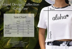 Island Design Collection Crop Tee: White -Clothing Sales Store IDC CropTop Size Chart 63731.1707852626