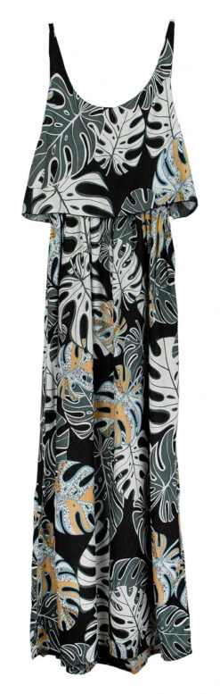 Napua Collection Ruffle Maxi Dress - Abstract Monstera: Black -Clothing Sales Store IMG 3585 22268.1707875975