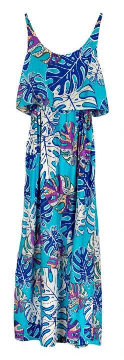 Napua Collection Ruffle Maxi Dress - Abstract Monstera: Blue -Clothing Sales Store IMG 3588 38087.1707875877