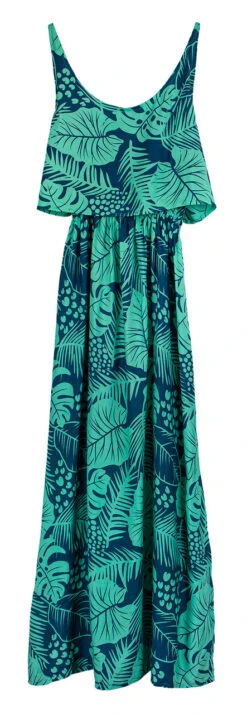 Napua Collection Ruffle Maxi Dress - Monstera Palm: Blue