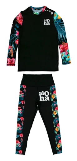 Robin Ruth Longsleeve Sun Shirt - Black Floral Elegance -Clothing Sales Store RobinRuth BlackFloralEleganceSet Front 09916.1707851930