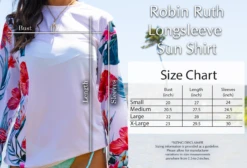 Robin Ruth Longsleeve Sun Shirt - Black Floral Elegance -Clothing Sales Store Robin Ruth Longsleeve Sun Shirt Size Chart 40560.1707851931