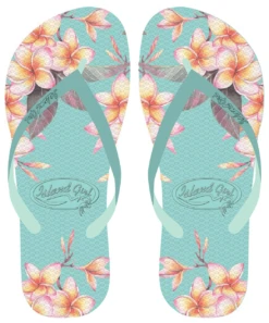 Island Girl® Slippers - Plumeria: Aqua