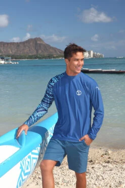 Hawaii Loa Rashguard Longsleeve - UPF 50: Blue Tribal Sleeve -Clothing Sales Store Tribal Sleeve Blue 3 87922.1635205508.1280.1280 22745.1706216482